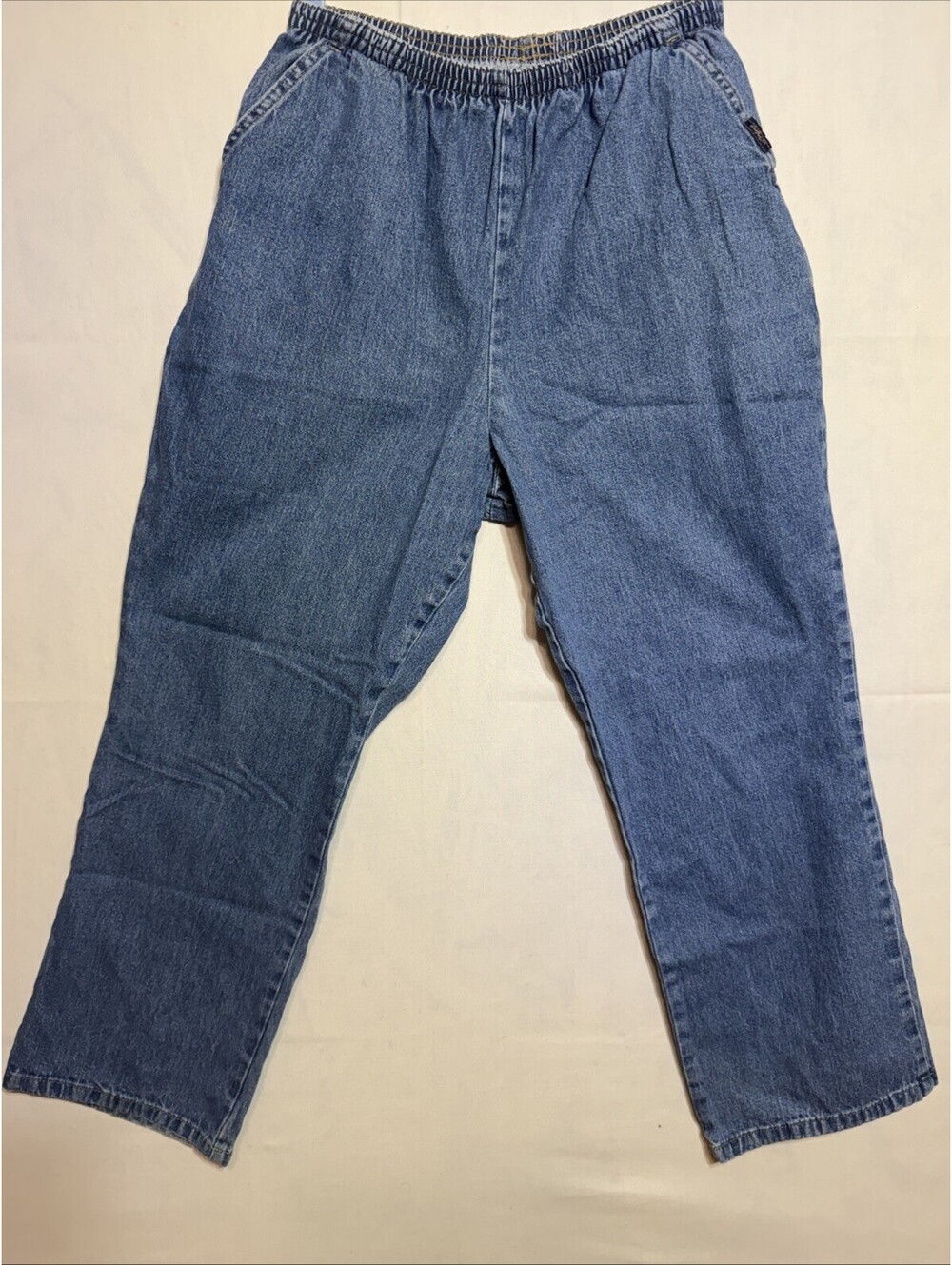 Vintage Chic High Waisted Elastic Elastic Waist Mom Jeans Womens 12 Petite Denim
